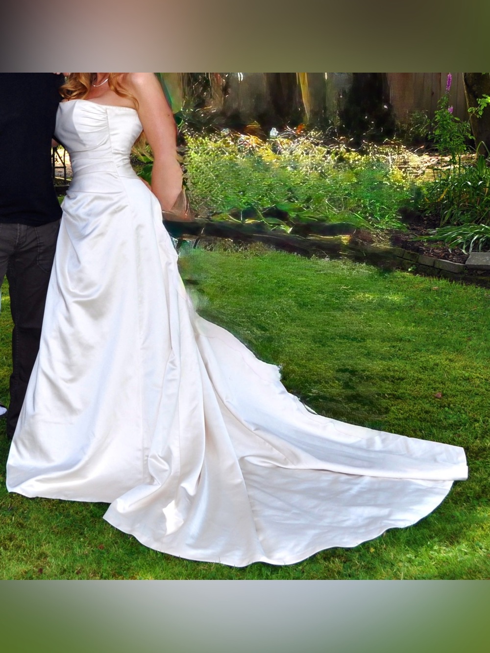 Maggie Sottero | Vintage Strapless Champagne Satin Corset Back Wedding Dress | 8 - Picture 2 of 9